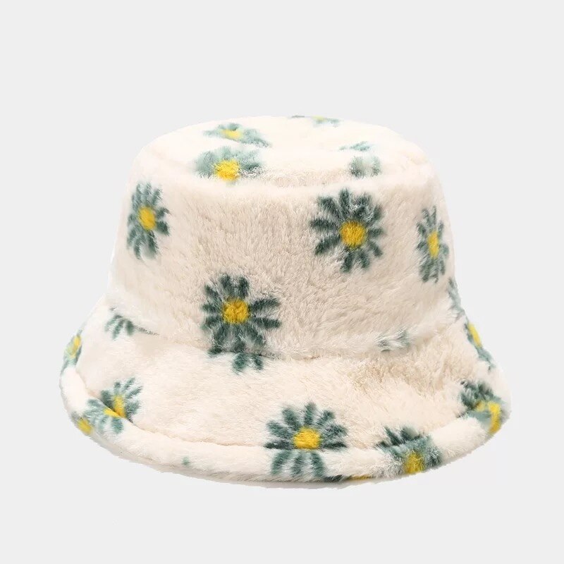 Chapeau seau à motif marguerite pour fille, Bob casquette Panama pour pêcheur, garde au pour l&#39;extérieur, automne et hiver: Beige dark green