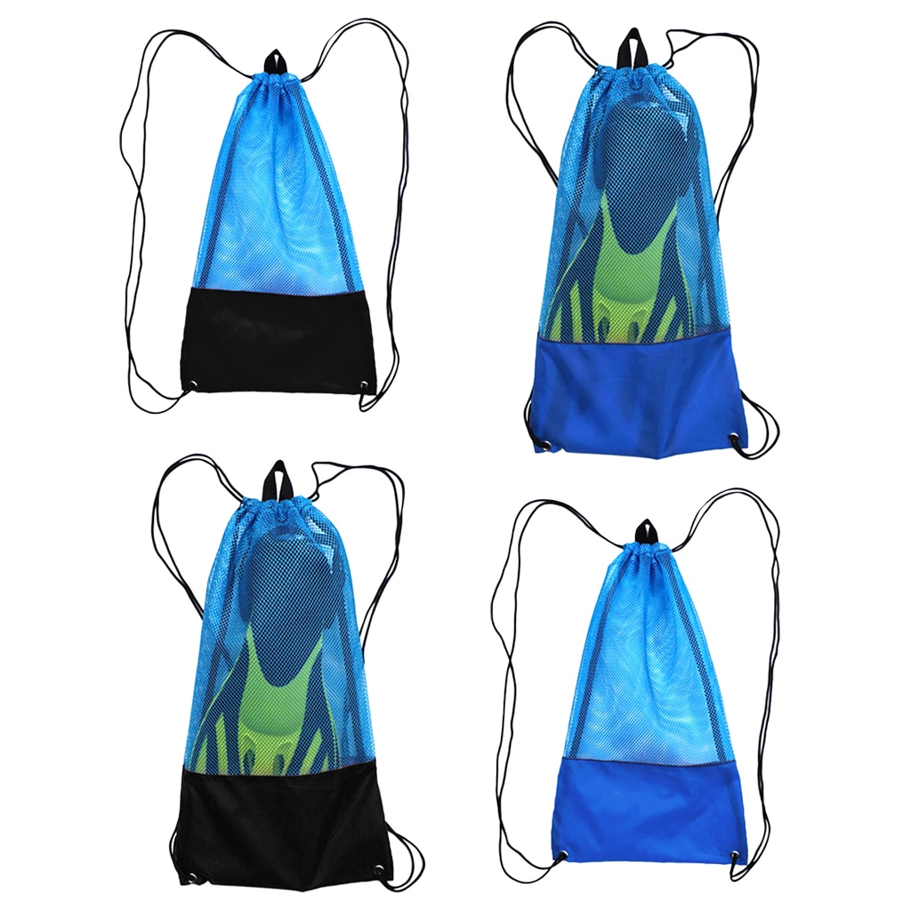 Lot 2 mesh gear bag schouderrugzak voor duiken, snorkelen, zwemmen, strand en sportuitrusting