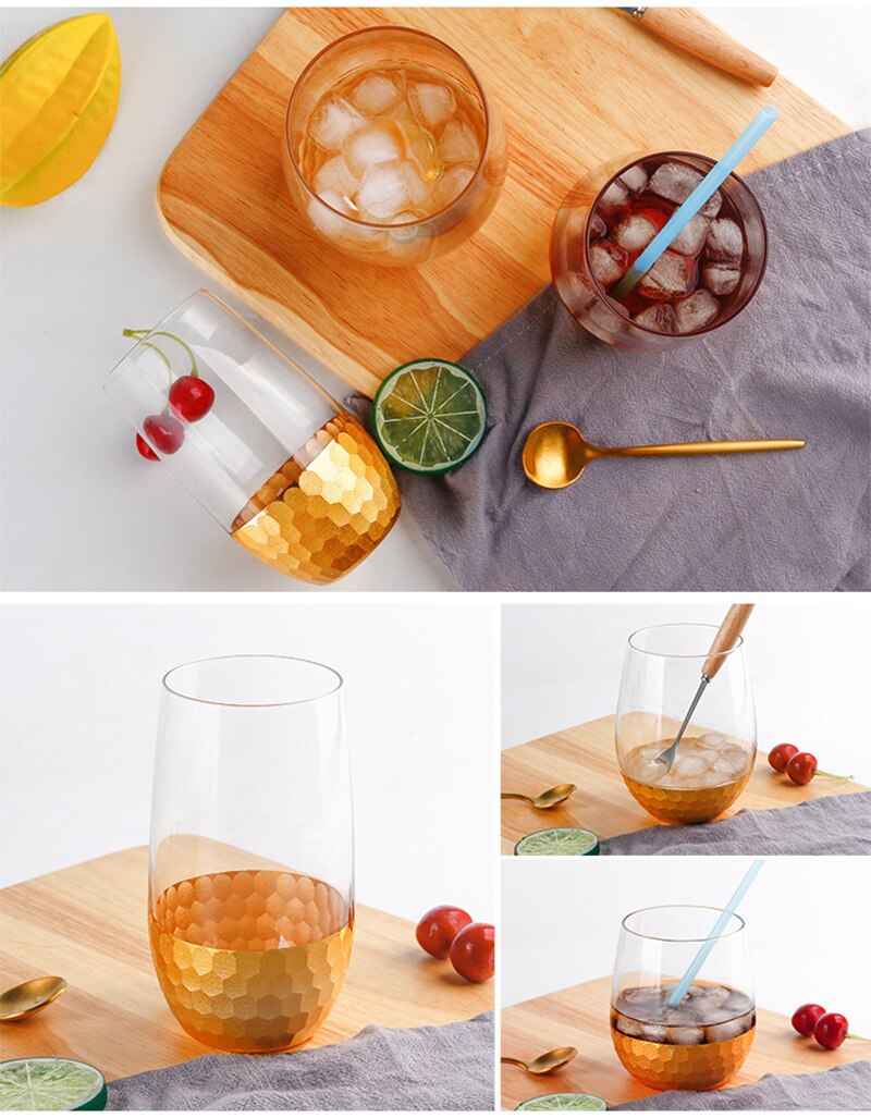 Sätta  of 2-340/375ml/535ml guld botten hem morgonvatten glas kontor juice glas cupsgla -70