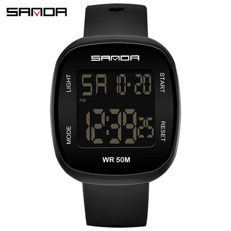 Sanda heren elektronisch horloge, eenvoudig studentenhorloge, jongens sporthorloge, waterdicht horloge voor heren, relogio honhx digitaal: Zwart