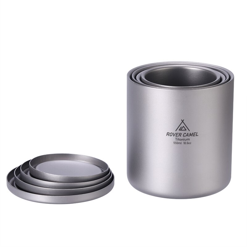 Double Wall Titanium Water Cup 220/350/450/600ml Coffee Tea Mug for Home Outdoor Camping Hiking Backpacking Picnic Drinkware
