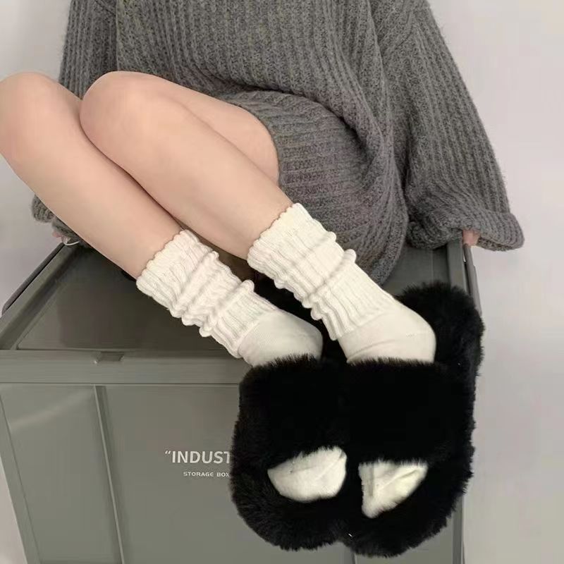 3 pares de calcetines cálidos bonitos de Cool Lolita para mujer, calcetines largos tejidos en blanco y negro para Otoño e Invierno para mujer