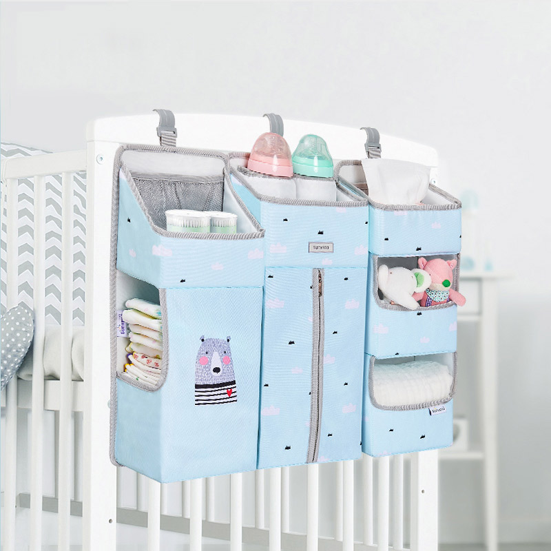 Sunveno Crib Organizer Voor Babybedje Opknoping Opbergtas Baby Kleding Caddy Organisator Voor Essentials Beddengoed Luier Luiertas