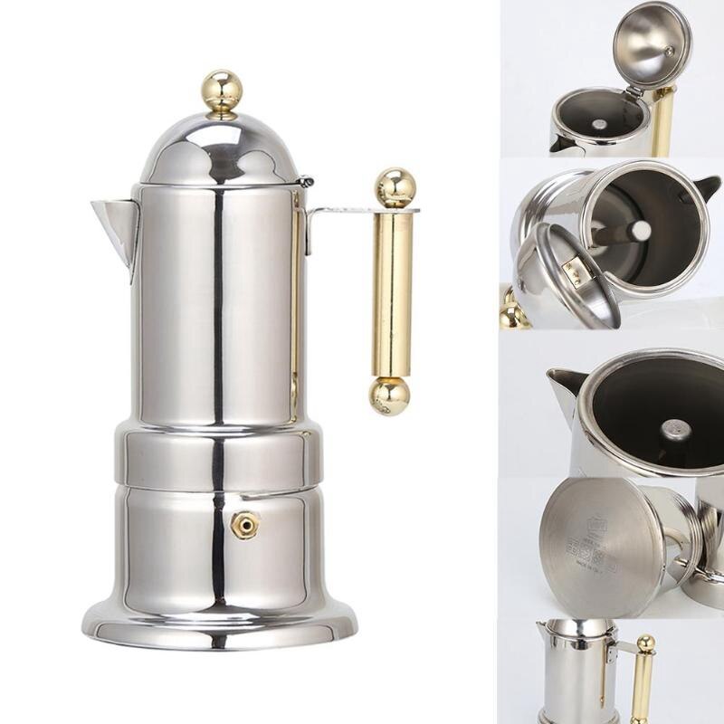 200ml 4 koppar rostfritt stål kaffekanna moka kaffebryggare tekanna filter automatisk kaffemaskin espressomaskin