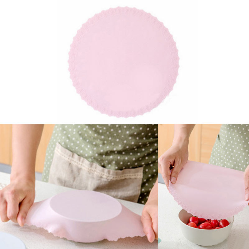 Hoomall Food Grade Silicone Wrap Food Fresh Keeping Saran Lid High Stretch Seal Vacuum Container Cover Storage Lids Kitchen Tool: red