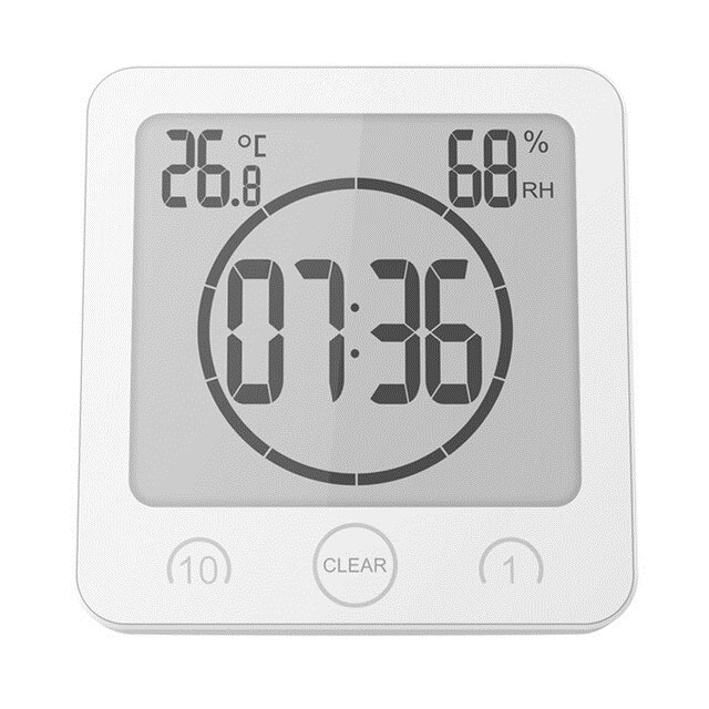 Digital väggklocka dusch temperatur bad väder väggklockor heminredning väggklocka sug väggstativ alarm timer  bb50wc: Vit