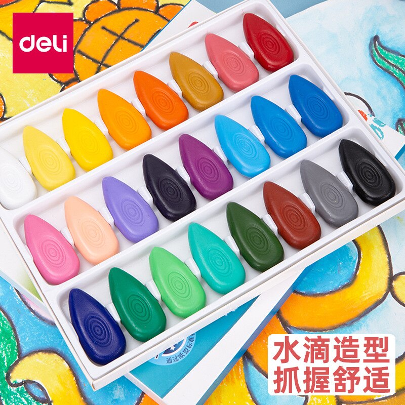 DeLi Water Crayons Children Wax Caryon Kindergarten Baby 12 Colors Graffiti Brush Coloring Pen Art Paintbrush