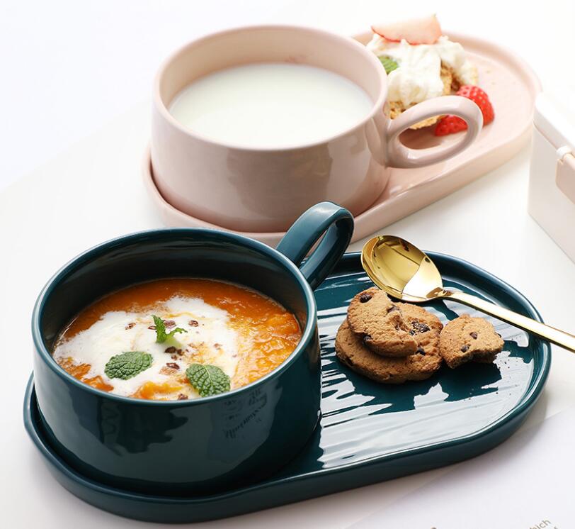 Breakfast Cup and Plate Set Simple Bowl Plate Household Ceramic Tableware Combination