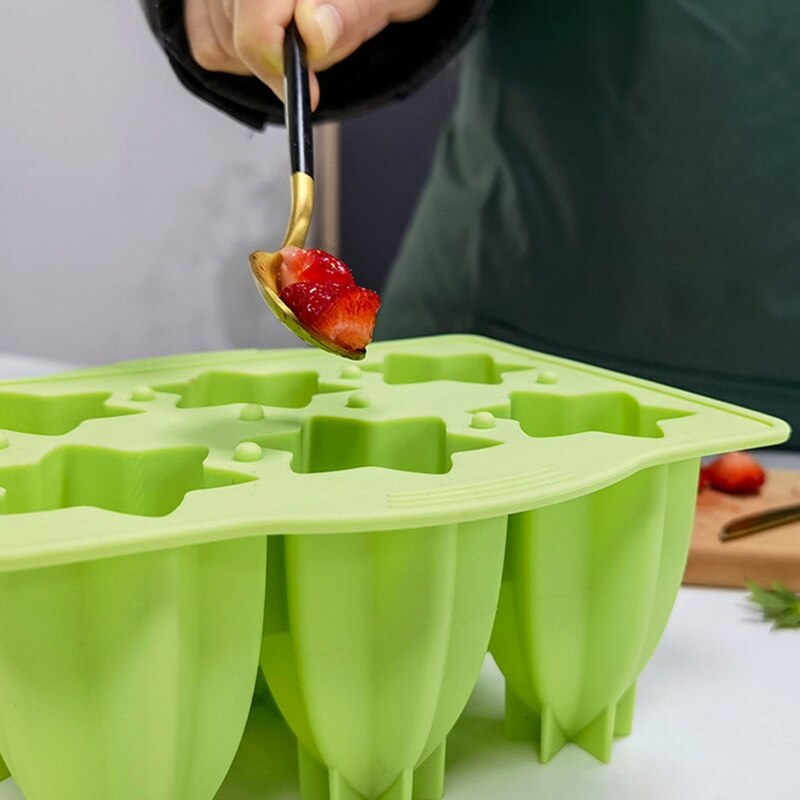 6 Holes Star Fruit Shaped Ice Cream Silicone Mold DIY Ice Tray Ice Cubes Moulds Popsicles Molds Food Grade Material Mold