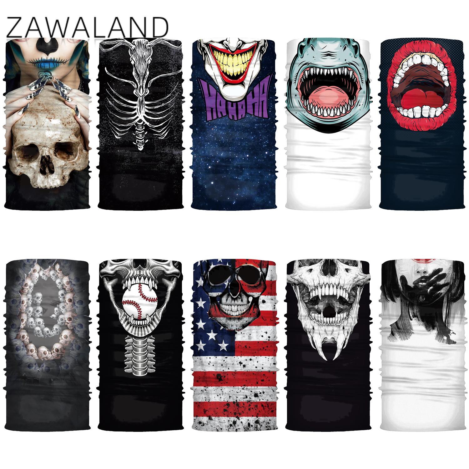 Zawaland kvinnor män dödskalle halsdukar skeletttryck halssjal karneval dammtät huvudbonad halsduk tubformad bandana
