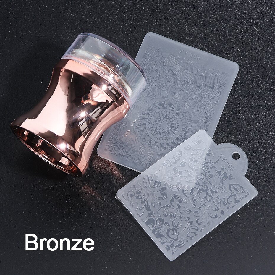 Tampons pour ongles en Silicone transparent, 3 pièces de transfert de vernis, kit de pochoir imprimé pour Nail Art, accessoires de manucure, NT1033: Bronze