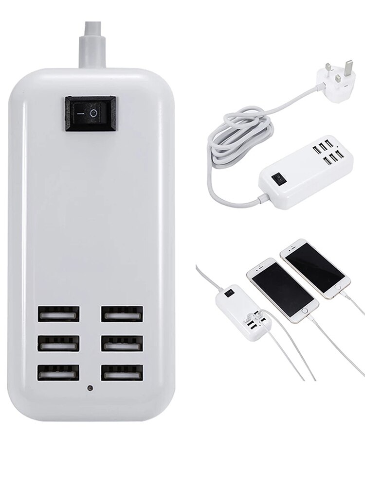 6-Ports Usb Charger Multi-functional Safety USB Charging Station For Mobile Phone Tablet Shaver Camera Fast Charging Socket