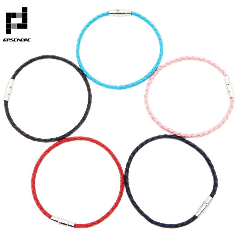 BASEHOME 100% Genuine Braided Leather Bracelet Men Women Stainless Steel Magnetic Clasp Male Bracelets Bangles Jewelry