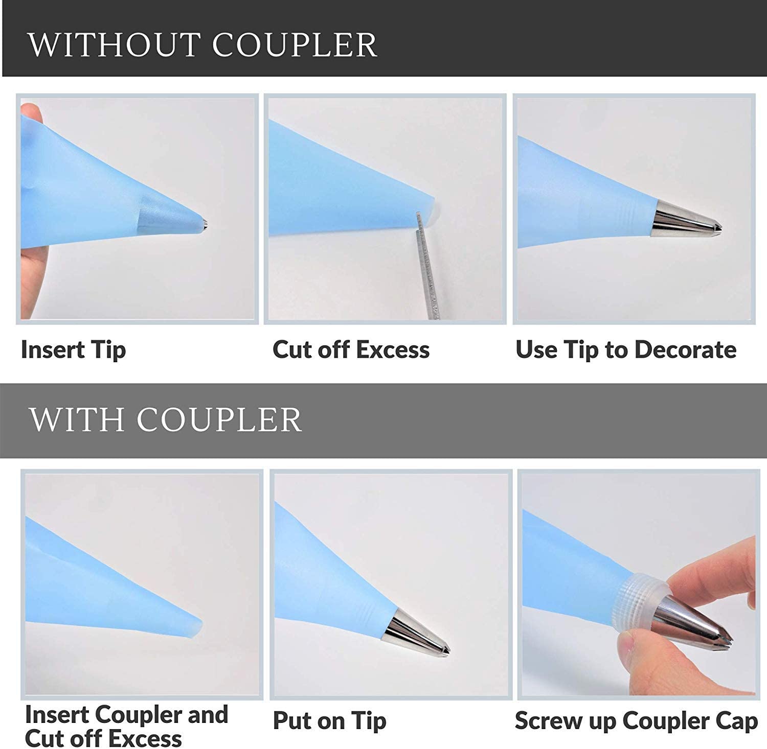 Set Van 50 Stuks Decoratie En Icing Gebak. 30 Roestvrij Staal Sockets, 2 Herbruikbare Socket Zakken, 10 Wegwerp Socket Zakken