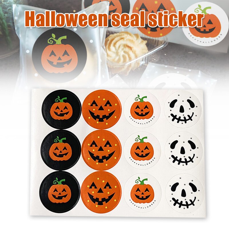 3.5Cm Halloween Verpakking Afdichting Labels Stickers Pompoen Vleermuizen Patroon Diy Halloween Stickers