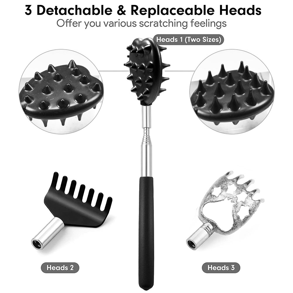 3 Pcs/Set Back Scratcher Télescopique Gratter Arrière Gratteur Masseur Kit Grattoir Extensible Télescopique Démangeaisons Massage Relaxation