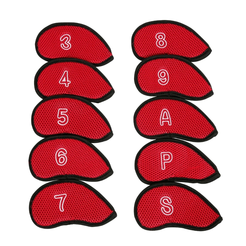10 pièces/paquet couverture fer Golf tête Putter Golf protéger couvre les cales Golf couvre-chef: Rouge