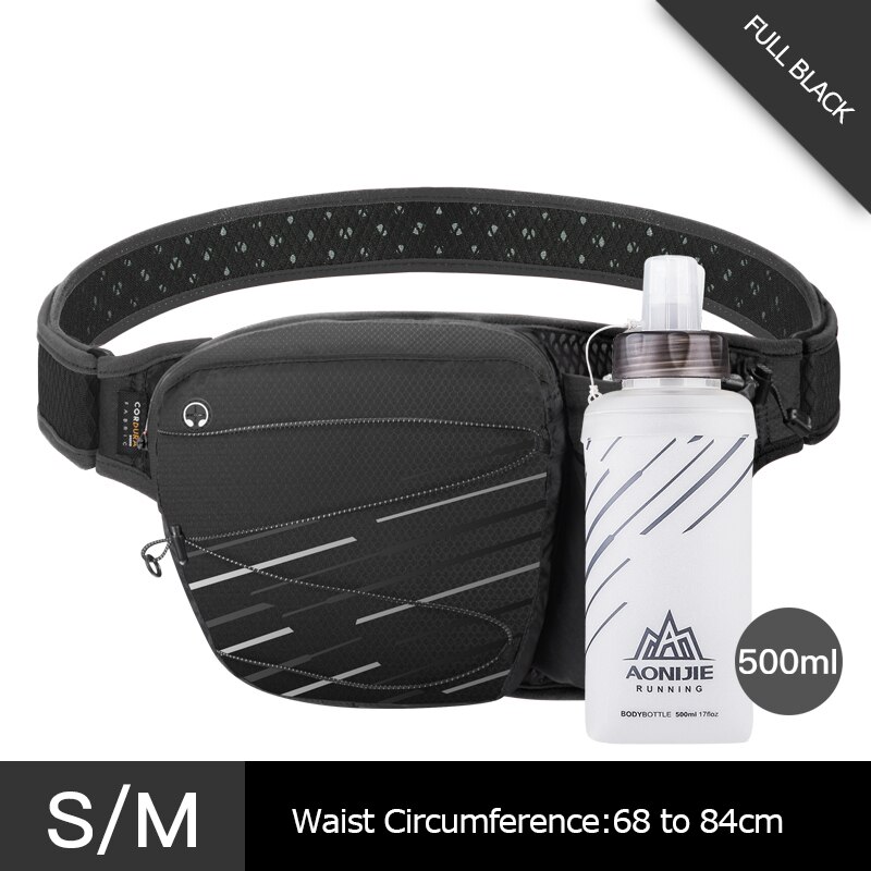 AONIJIE W949 Marathon Jogging Cycling Running Hydration Belt Waist Bag Pouch Fanny Pack Cell Phone Holder For 500ml Water Bottle: SM Black Bottle