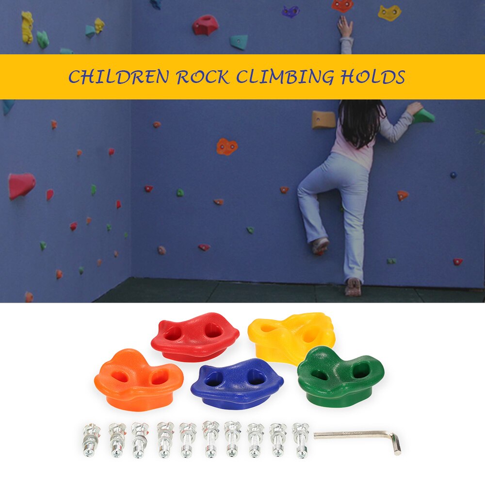 10PCS Rock Climbing Holds Wall Rock Climbing Stones Kit Set Backyard Kids Toys Game with Mounting Hardware Screws