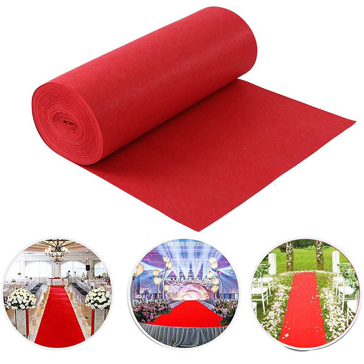 1M-20M Red Carpet Wedding Party Carpet Rug Aisle Carpet Red Decoration non-woven fabric for Outdoor Weddings