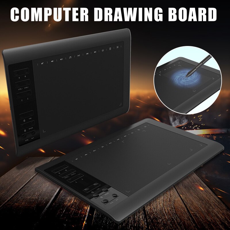 Grafisk tegning tablet 10 x 6 tommer  g10 digital tablet tegning med 22 smarte knapper understøtter mobiltelefon computer fku 66