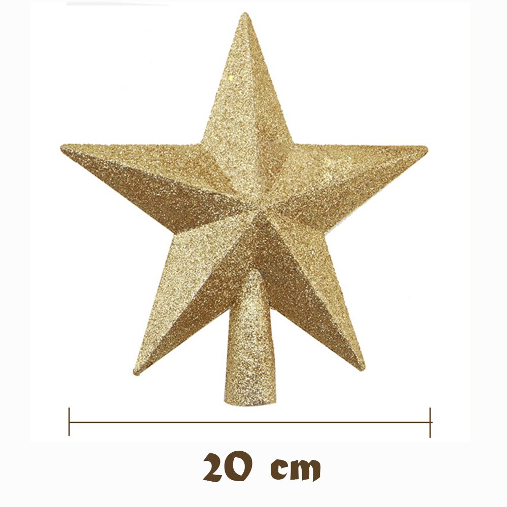 Decoración superior de estrella de cinco puntas para árbol de Navidad, suministros de de año , decoraciones para el hogar, 15/20Cm: 20CM Gold