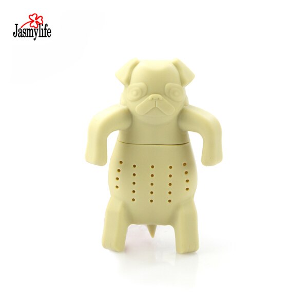 Djur söt tesil rolig tekanna återanvändbar sil med bricka teboll örtkryddfilter teverktyg: Krämfärg