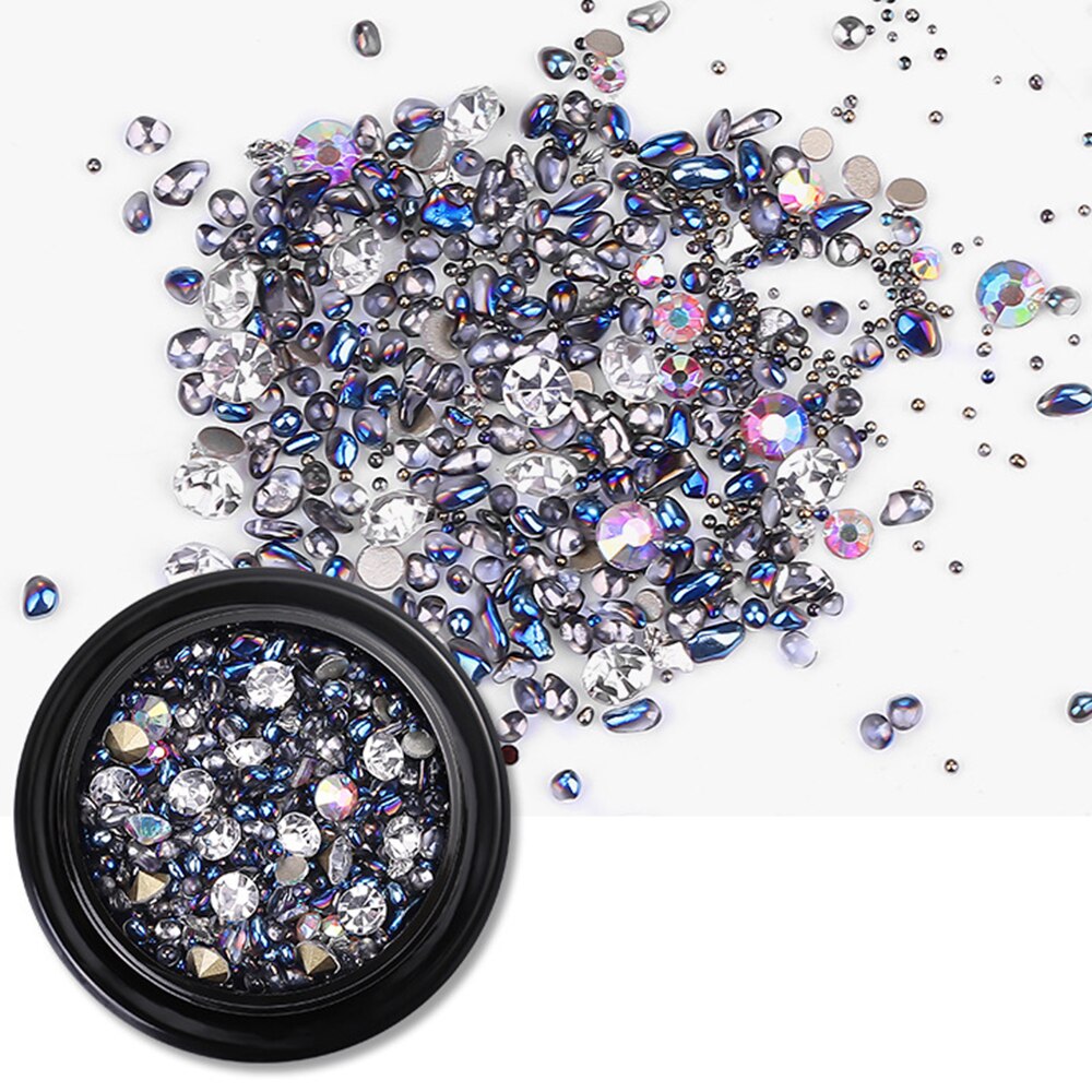 Nail art smykker luksus mine sort mikro bor hybrid sort knækket bor net rød 3d diamant krystal sand negle art dekoration: A -06