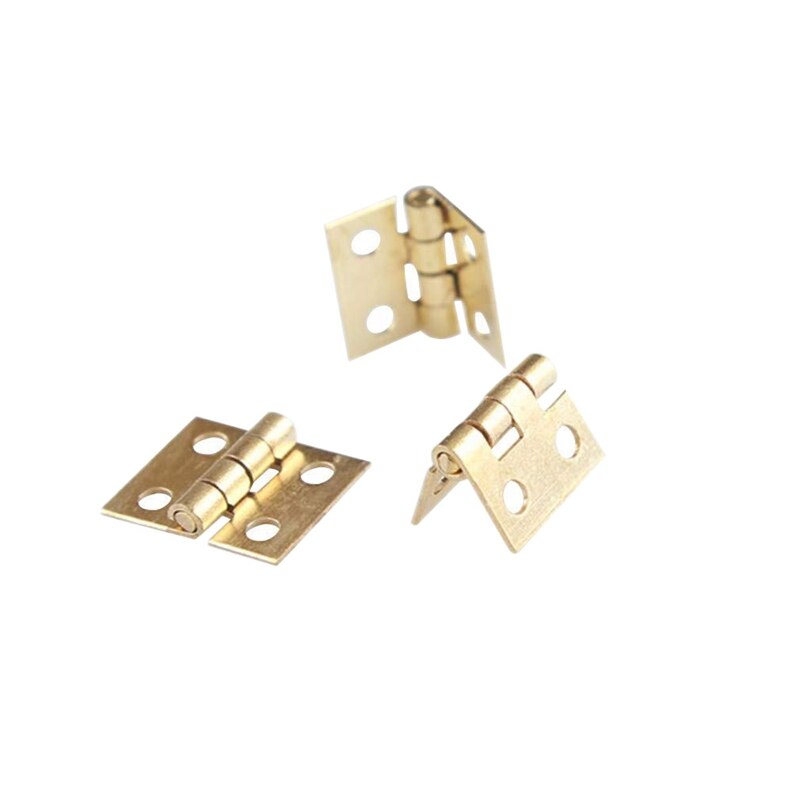 100 PCS Mini Brass Hinges Hardware 180 Degree Rotation for Dollhouse Miniature Furniture Cabinet Closet(DIY)