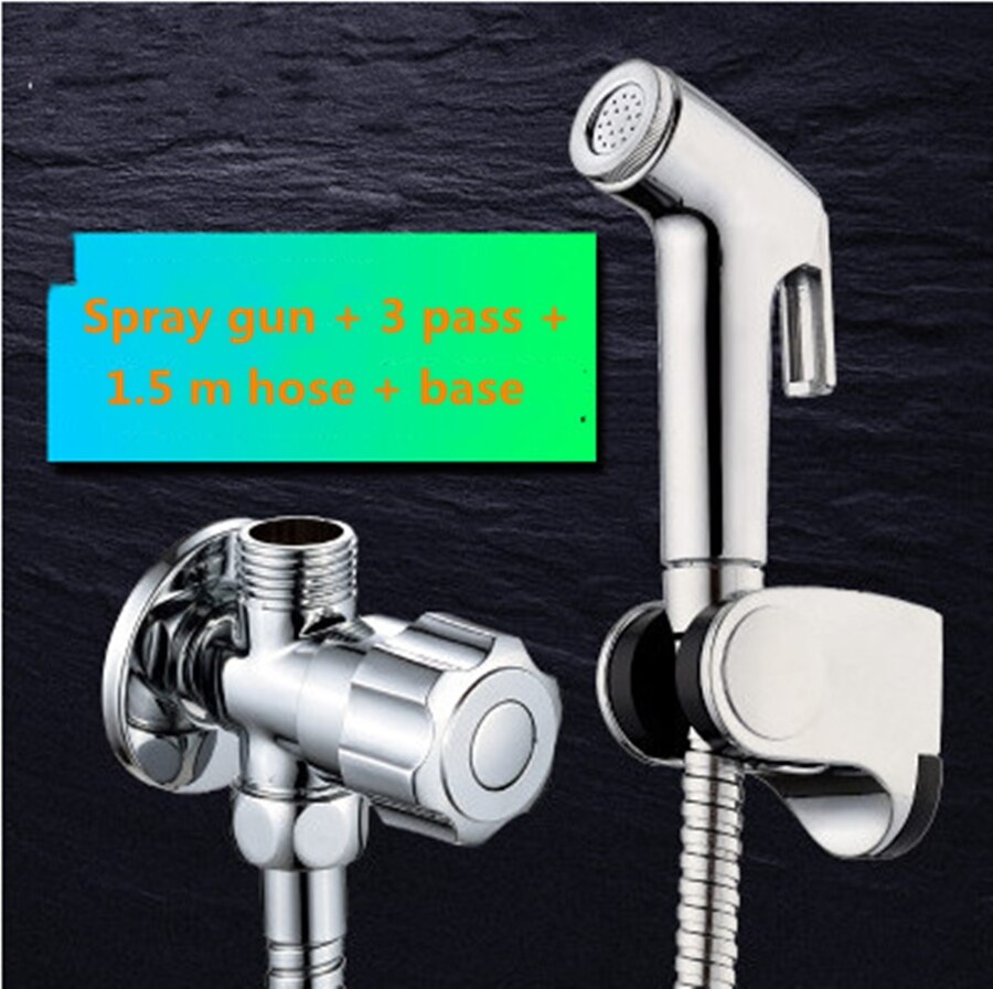 Multifunktionale wc hand bidet wasserhahn bad bidet dusche sprayer messing T adapter 1,5 m schlauch tank süchtig halter einfach installieren: Wash nozzle set C