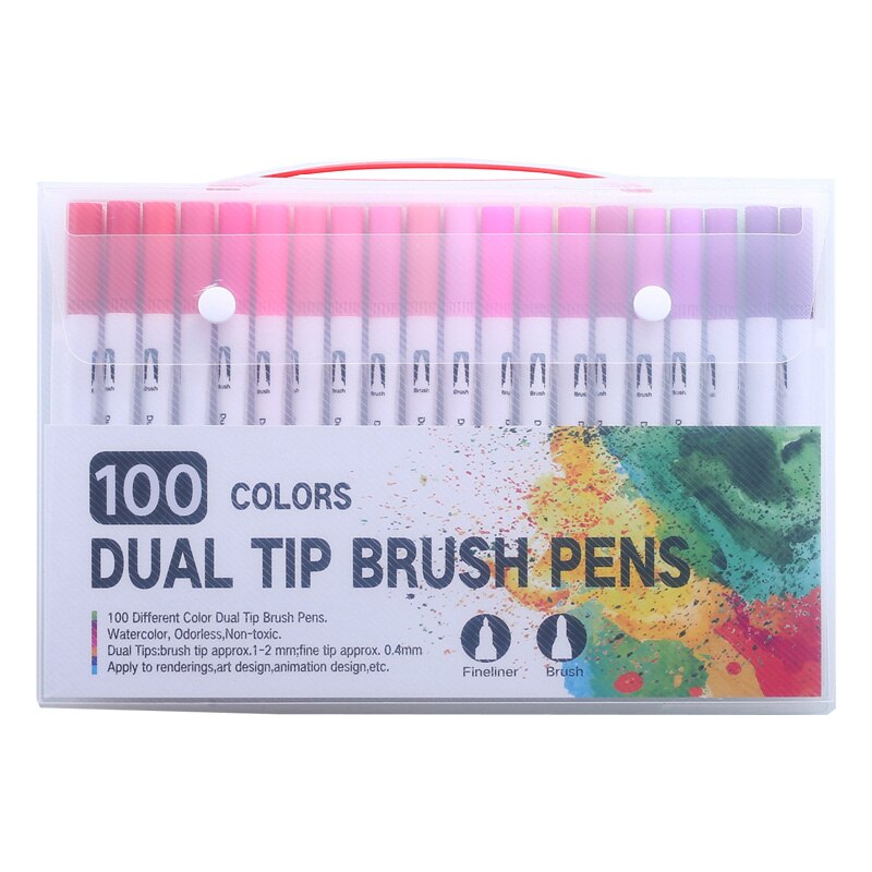 Pincel doble arte marcadores y plumas punta fina y pincel punta FineLiner dibujo pintura acuarela pluma útiles escolares 18/24/48/72/100 Uds: 100 white colour