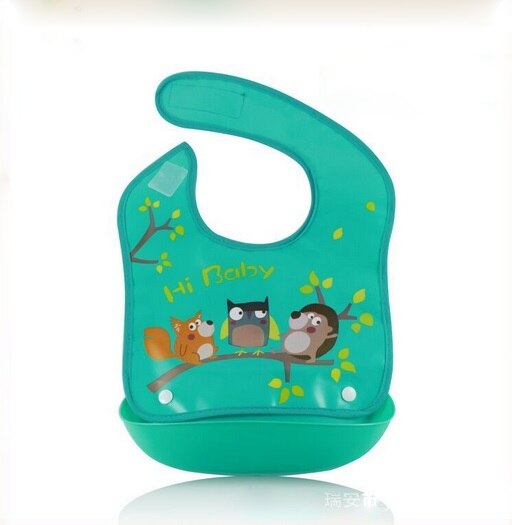 Schattige cartoon dierenpatroon waterdichte siliconen baby slab kan worden gewassen zacht en gemakkelijk aan te trekken mesh slab: D