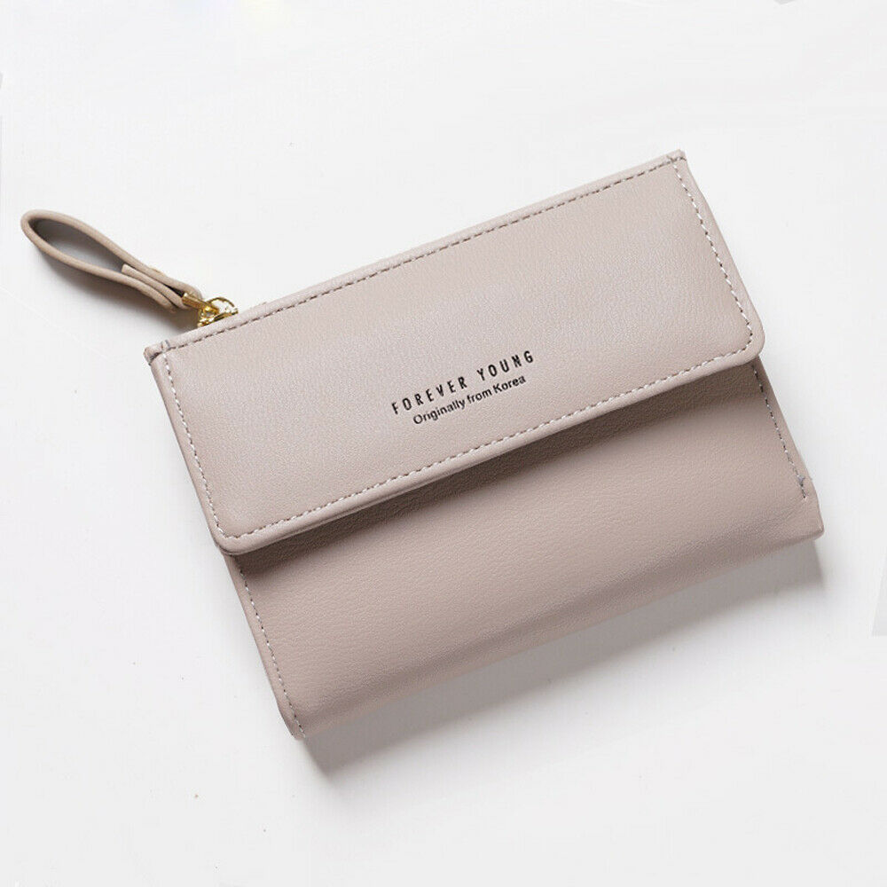 Dames portemonnee mini clutch tas pu leer effen kleur portemonnee creditcardhouder kaartverpakking: Grijs