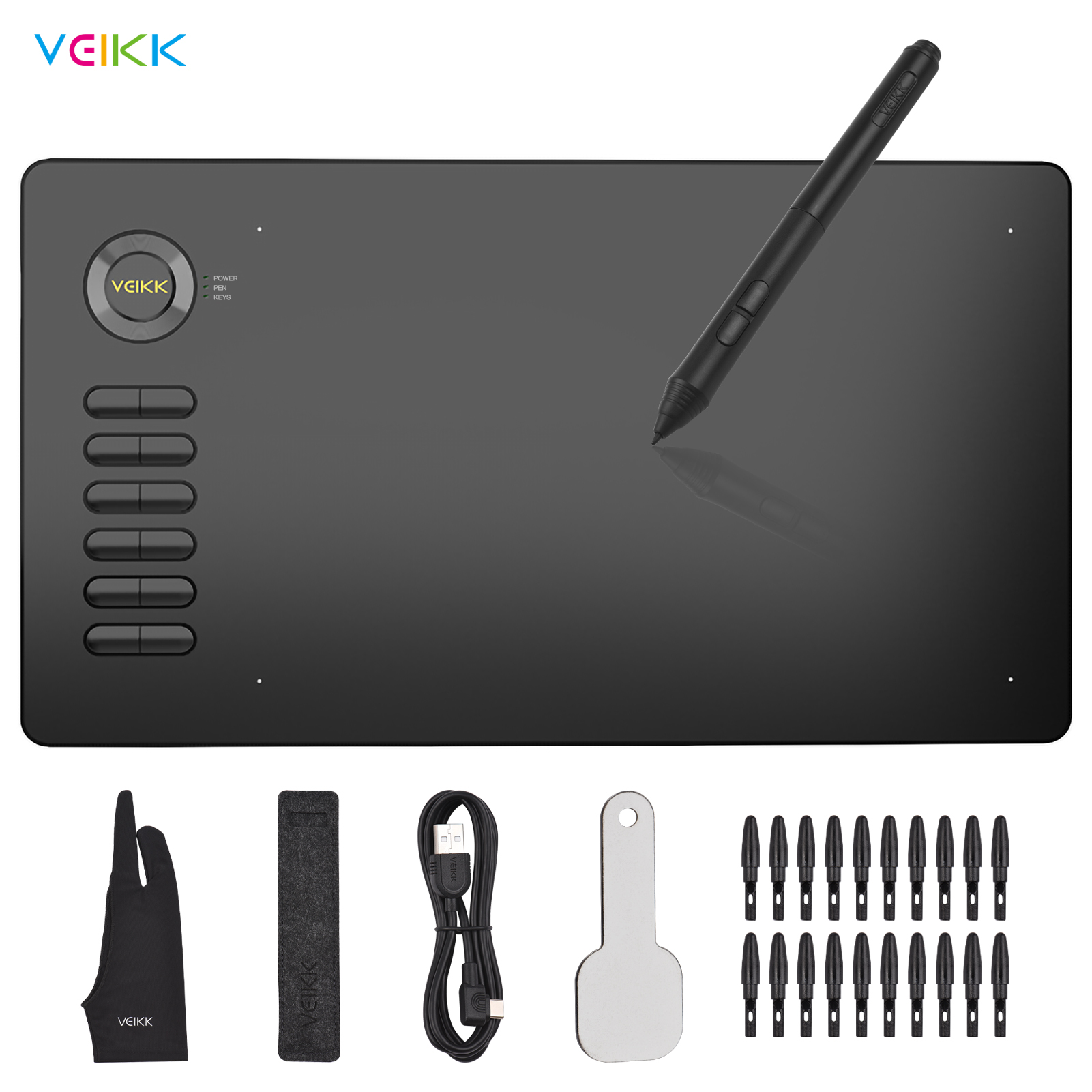 VEIKK – tablette graphique A15, 10x6 pouces, pour dessin Digital, avec stylet sans batterie, 8192 niveaux de sensibilité à la pression, compatible avec Windows, Mac et Android: GRAY
