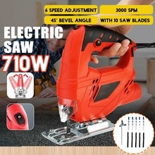 220V 710W Electric Jigsaw Wood Jig Reciprocating Saw Cutting Cutter Wood Working Power Tool Garden Tool With 10 Saw Blades