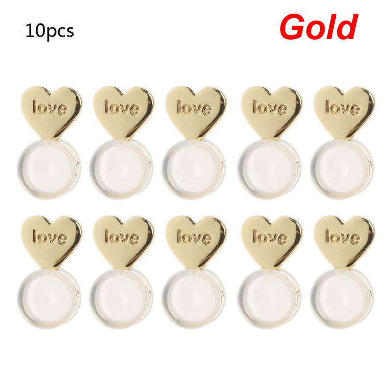 10Pcs Heart Love Magic Earring Lifters Earring Lifts Backs Adjustable Hypoallergenic Earring Nuts Ear Lobe Support: Gold