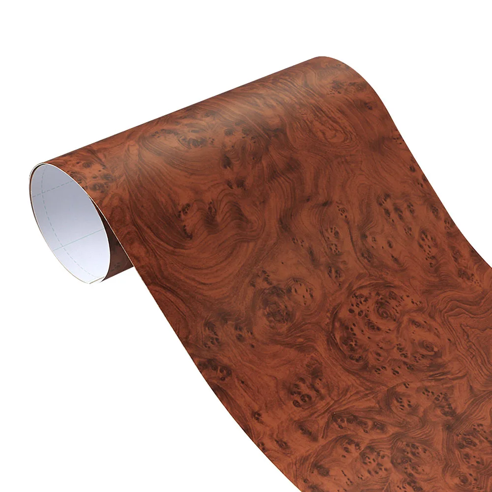 60x500cm Matte Self-adhesive Wood Grain Textured Vinyl Film Car Wrap PVC Waterproof Auto Internal Decoration Car Sticker Styling: Red