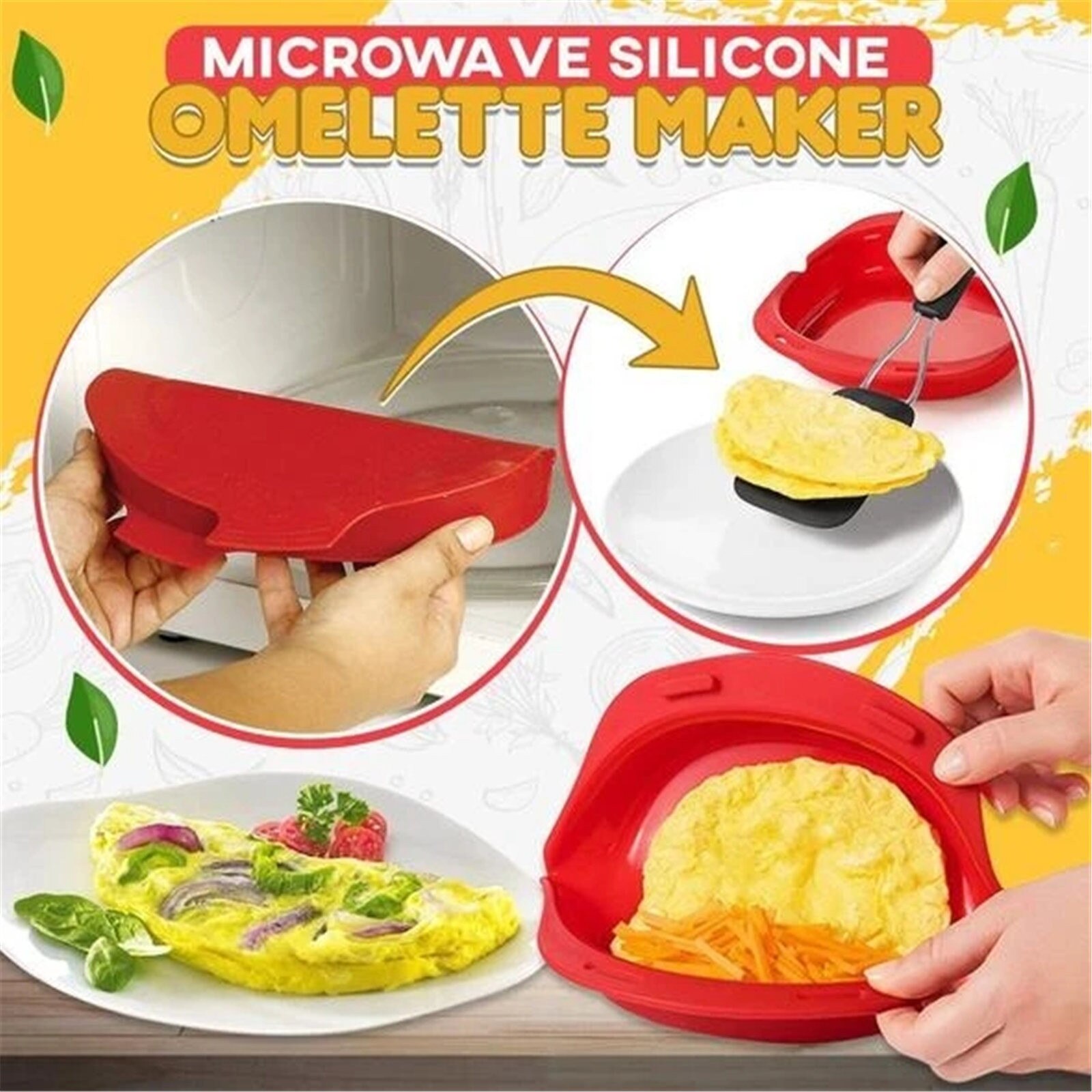 25#Microwave Oven Silicone Egg Omelette Roll Baking Dish Silicone Omelette Maker Kitchen Steamer Cooking Mould Kitchen Gadget