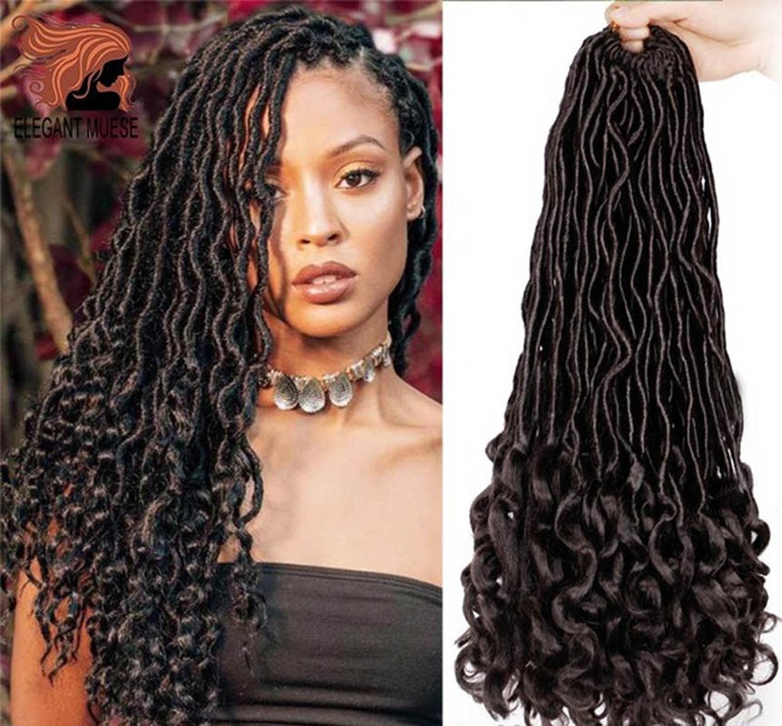 MUSES Crochet Hair Extensions Bohemian Faux Locs Curly Crochet Braiding Hair Synthetic Hair Ombre Braids