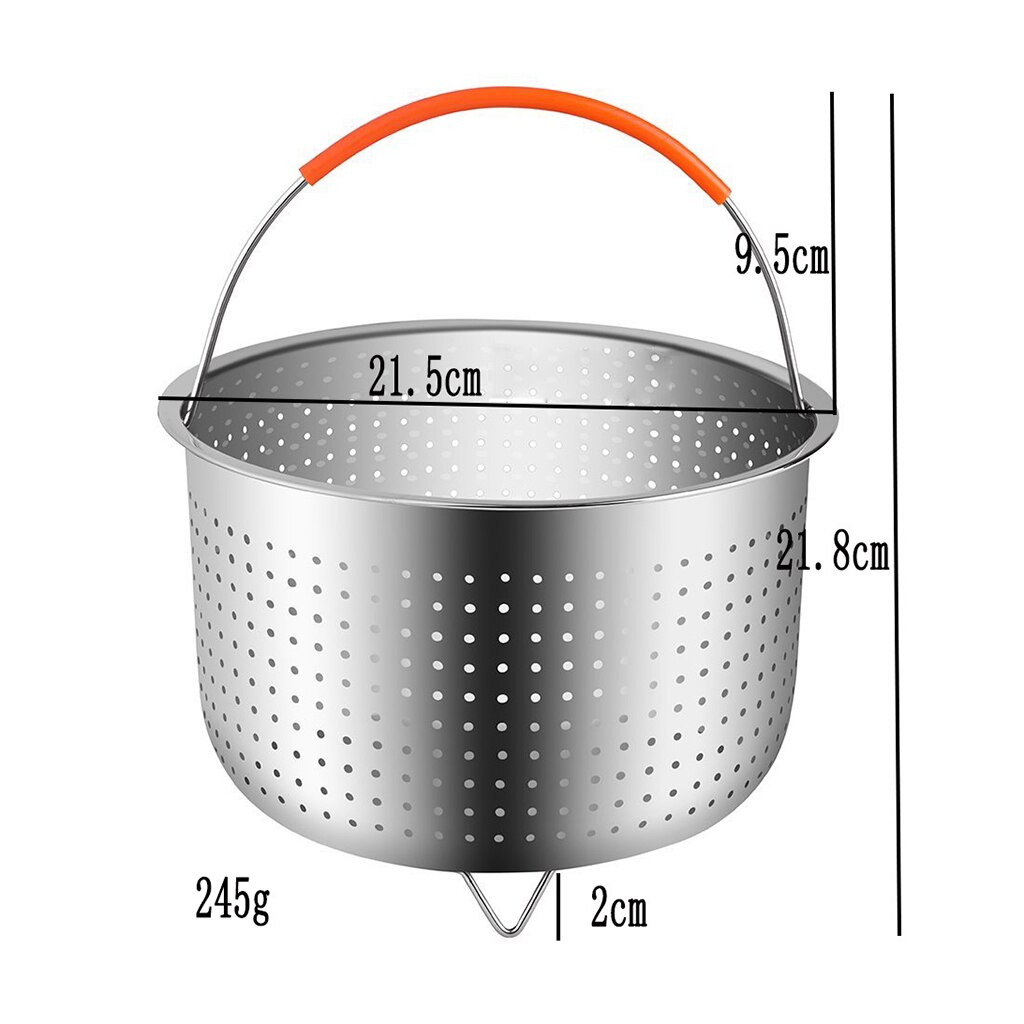 Cesta de vapor de acero inoxidable para verduras, olla de vapor para pescado, Arroz con Mango de silicona, verduras, frutas, huevos, 8 cuartos