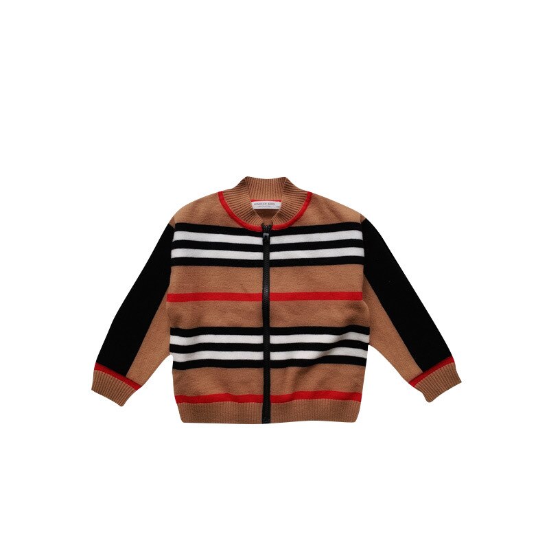 Børne cardigan efterår / vinter drenge og piger stribet strik cardigan baby rund hals uld lynlås sweater