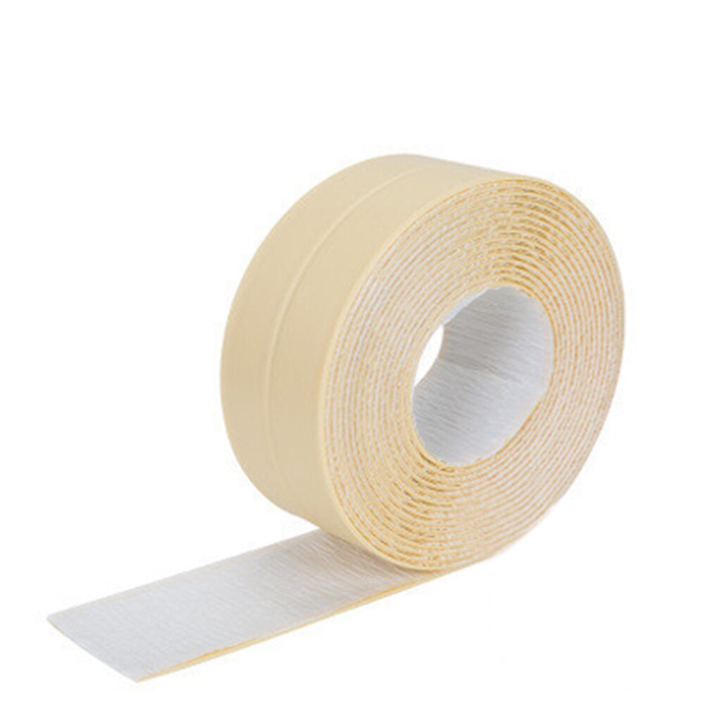 Self Adhesive Kitchen Ceramic Sticker Waterproof Anti-moisture PVC Sticker Bathroom Wall Corner Line Sink Stickers 2.2* 320cm: beige