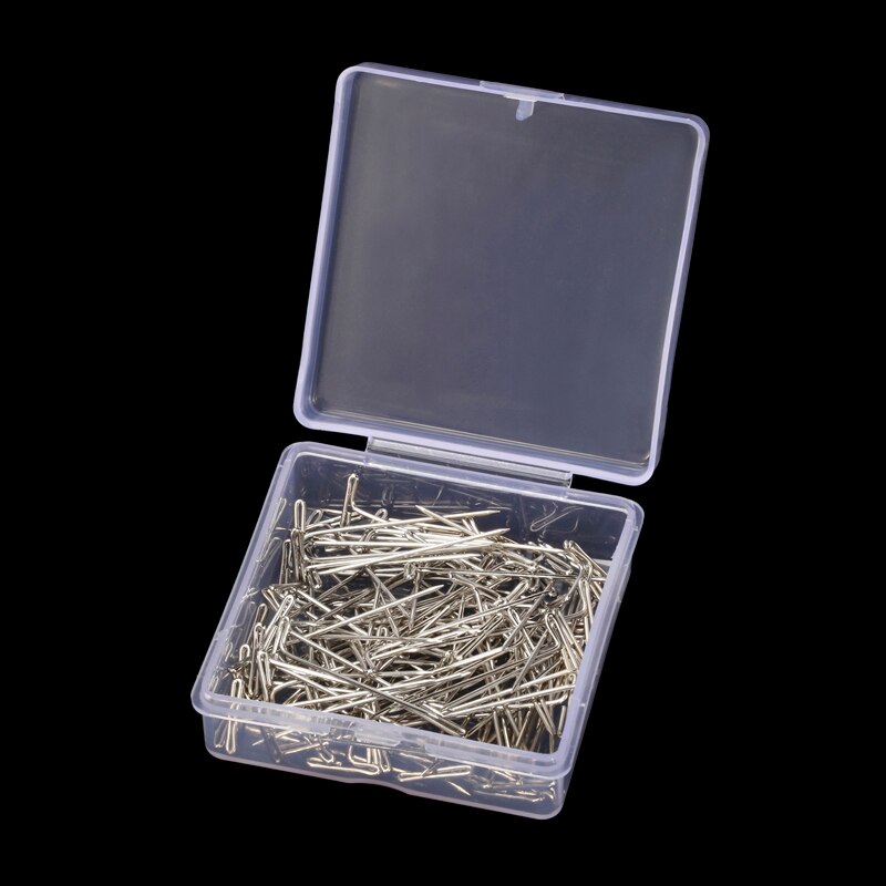 LMDZ-100 Uds. De alfileres en T para pelucas plateadas, 27-53mm de largo, herramientas de estilismo para exhibición de pelucas, modelado de macramé con caja: 100Pcs  32mm
