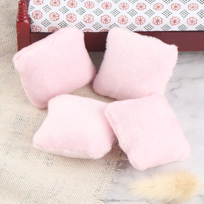 4Pcs 1/12 Dollhouse Miniature Pillow Cushions For Sofa Couch Bed Furniture Toys Without Sofa Chair