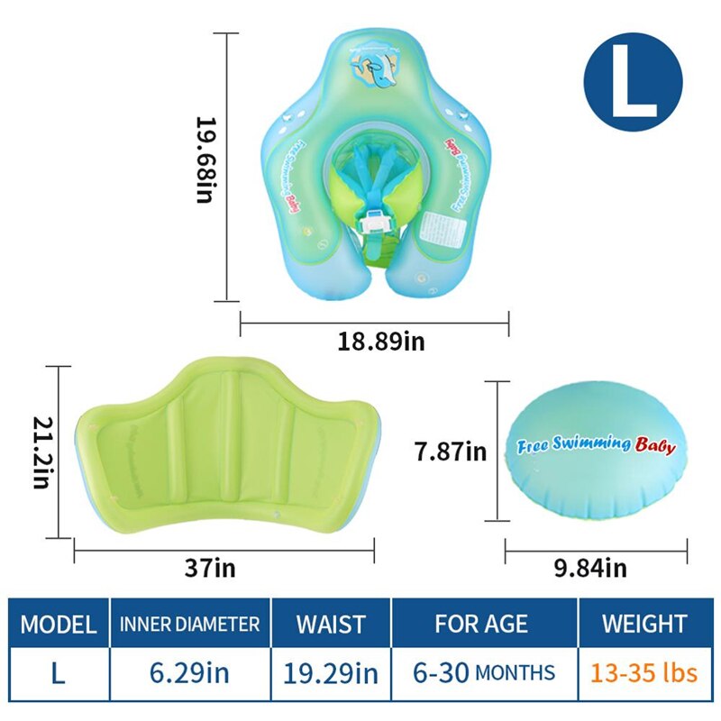 Inflatable Baby Swimming Ring Float Trainer Swimming Pool Accessories Floating Baby Bath Float with Bottom Support and Canopy: L