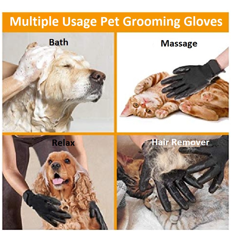 Kæledyrshårpleje / massage / afbrydning af børstehandske, badeværktøjsmassageværktøj til langt eller kort hår hunde, katte, heste