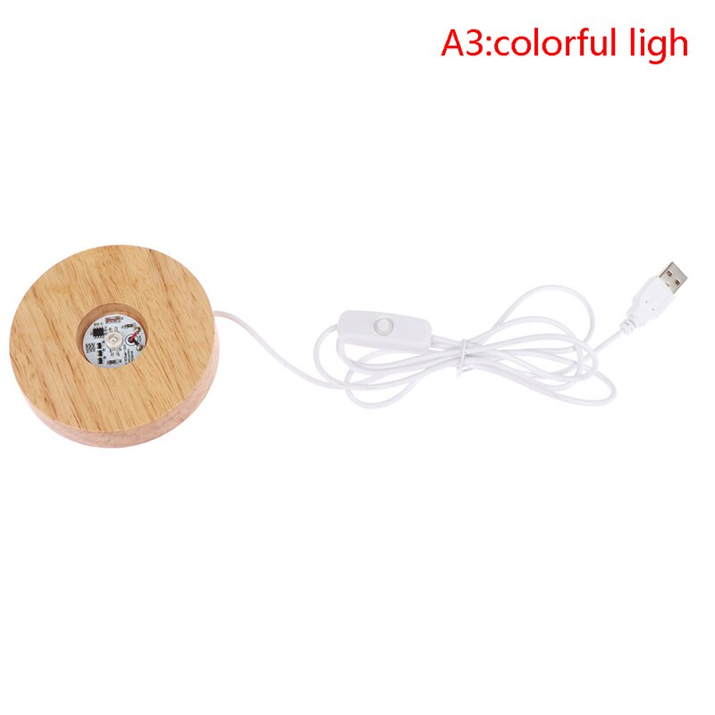 Wood led Light Base Rechargeable Remote Control Wooden LED Light Rotating Display Stand Lamp Holder Lamp Base Art Ornament: A3