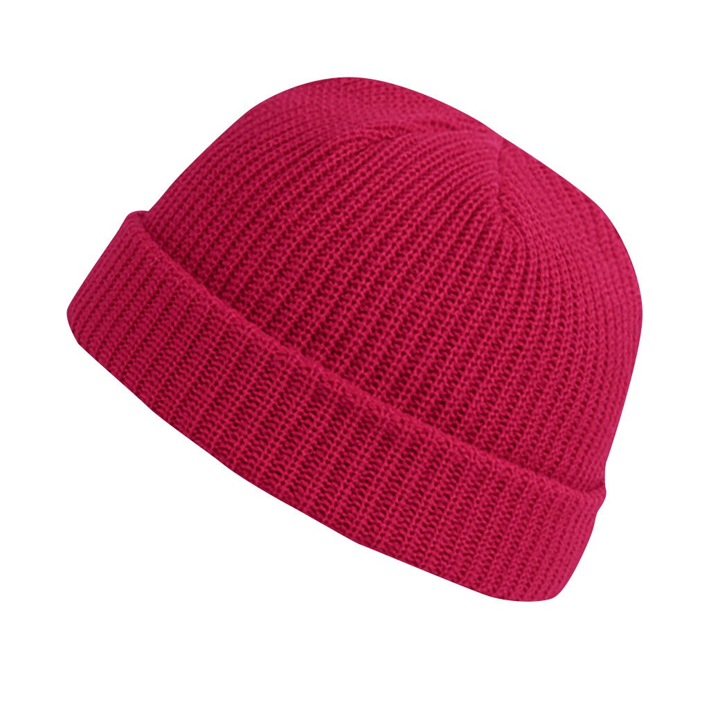 Gorros De lana para hombre y Mujer, gorros De invierno cálidos, casuales, De punto, De Color sólido, combina con todo, Unisex: Hot Pink