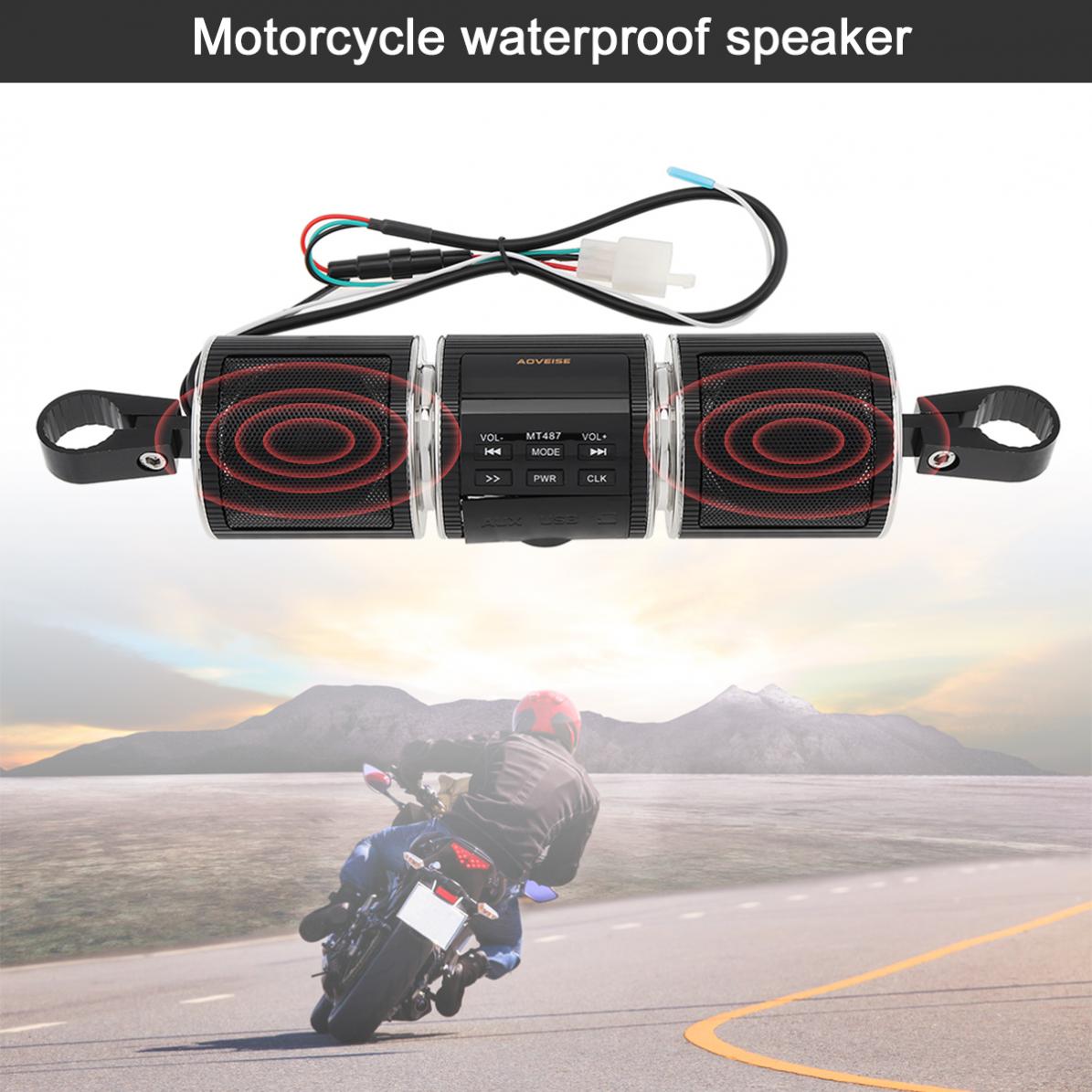 Mt487 motorcykel fm radio bluetooth stereo musikafspiller vandtæt tyverisikring med usb  mp3 aux interface og skærm