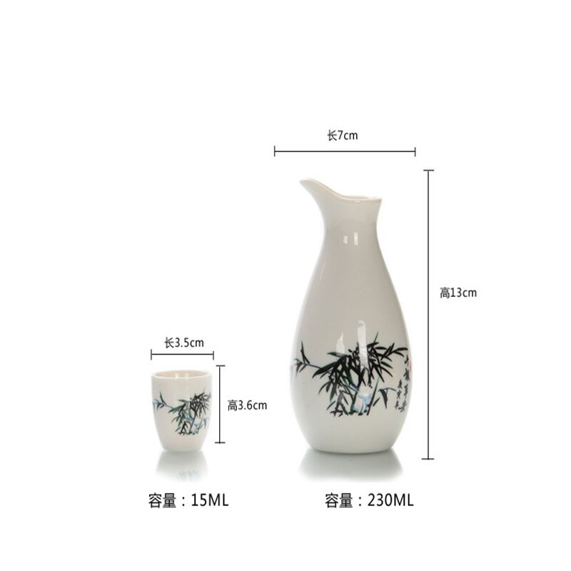 1 Pot 8 Cups Ceramic Wine Set Home Chinese Style Baijiu Wine Set Box Ceramic Dispenser Wine Glasses